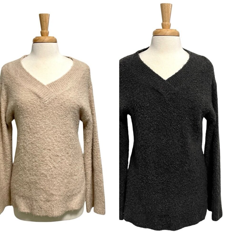 Anthropologie Merino Wool Alpaca Blend LOT of 2 Oversized Fuzzy Sweater size XS